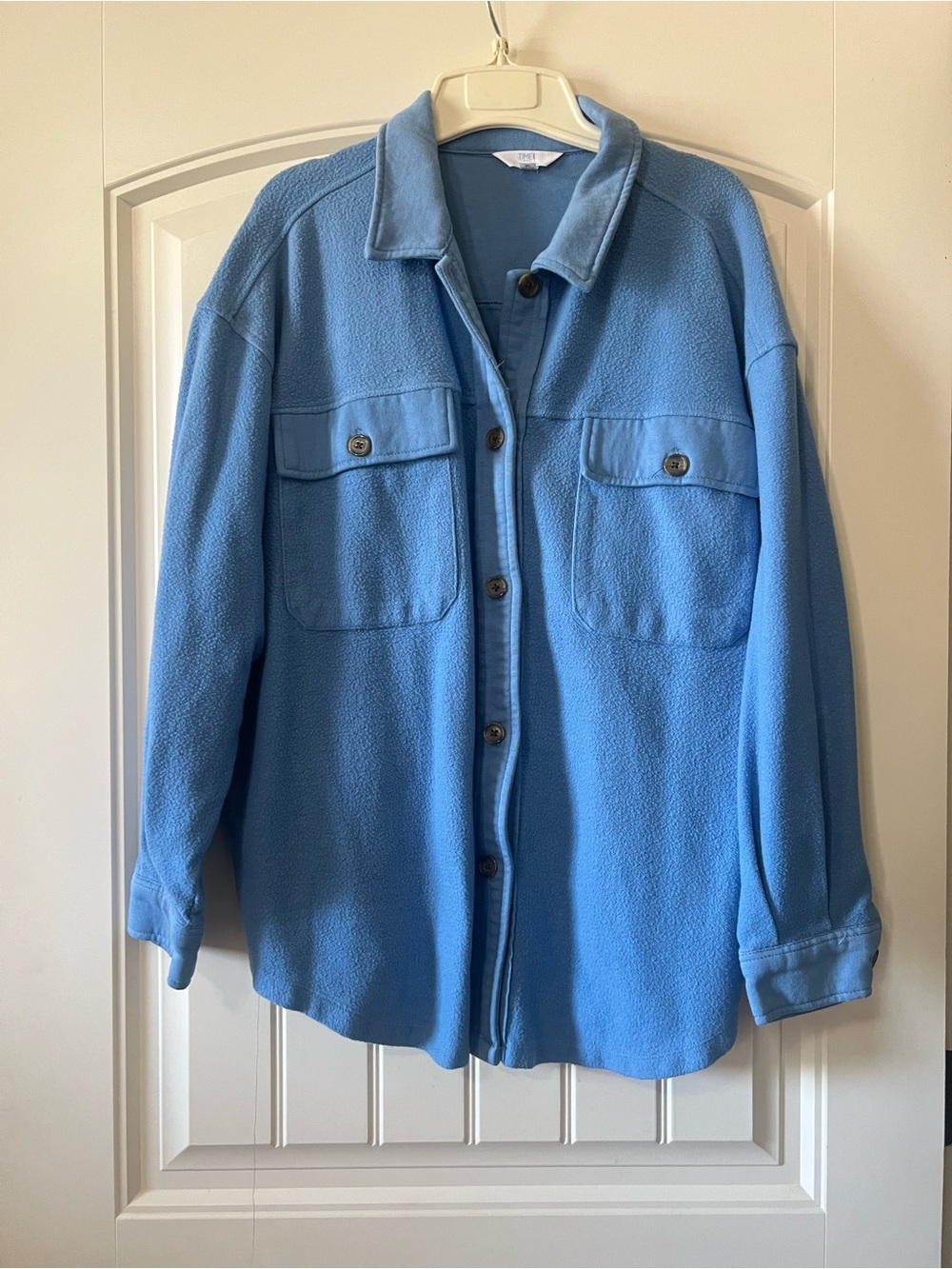 Time and Tru Light Blue Fleece Utility Shacket